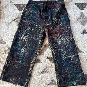 BIG BUD PRESS Multicolor Abstract dyed clam digger work pant